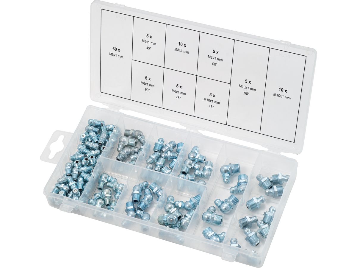 KS-TOOLS Sortiment Schmiernippel M6-8-10x1,0mm 110 teilig