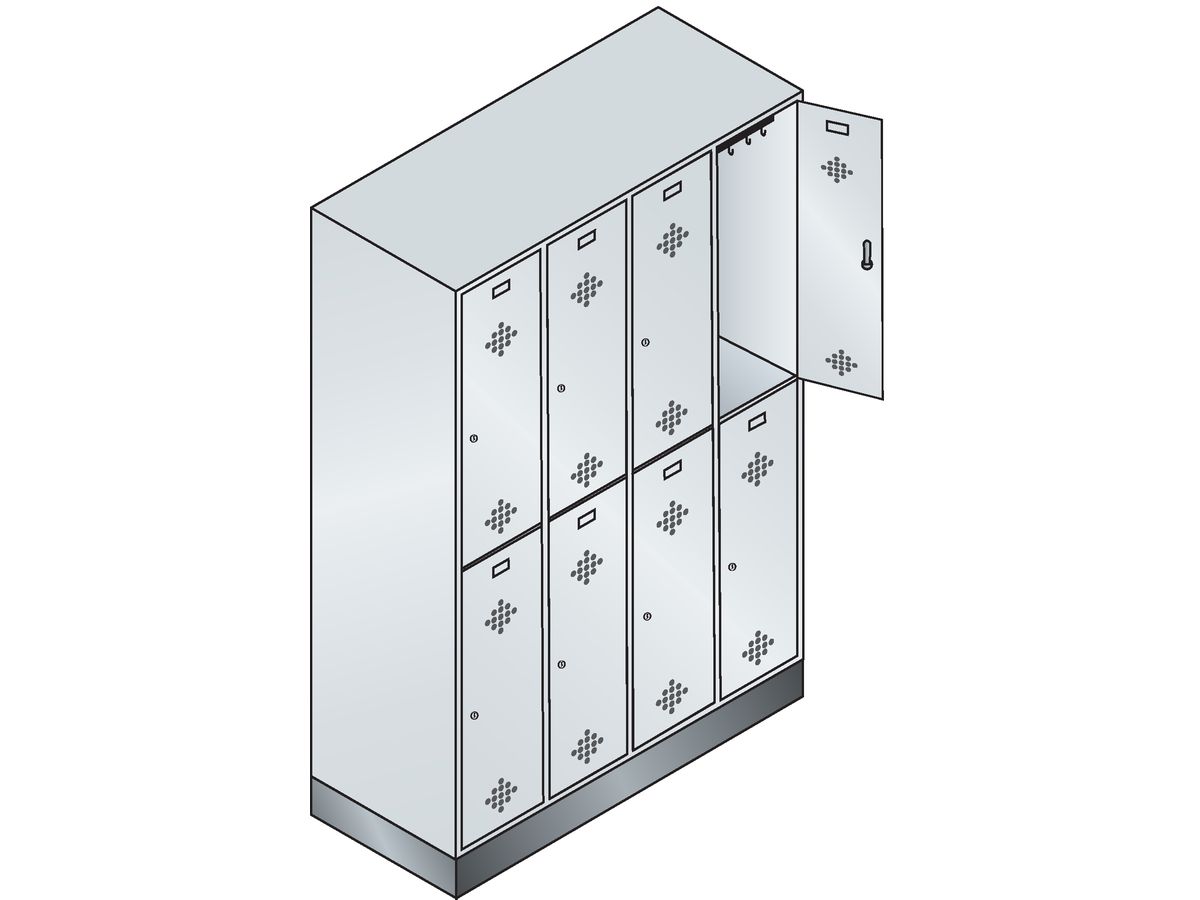 CP Double deck locker with base 1800x1590x500, 4x2, grey/grey