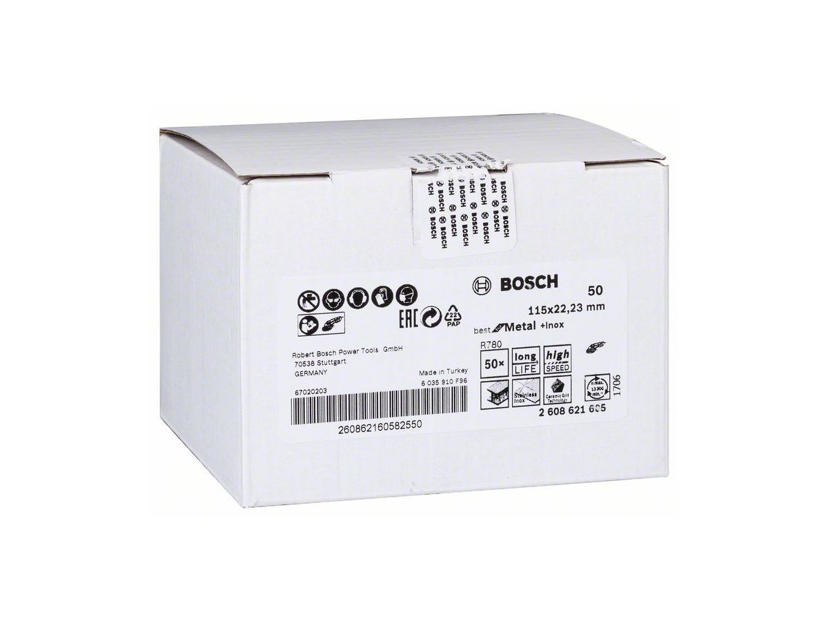 BOSCH Fiberschleifscheibe R780, Best for Metal, 115 mm, K 50