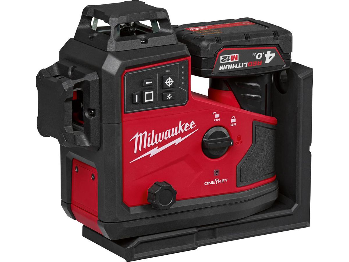 MILWAUKEE Akku-KreuzlinienLaser M12A3PLO-401C, 1X12V/4,0 Ah, Koffer