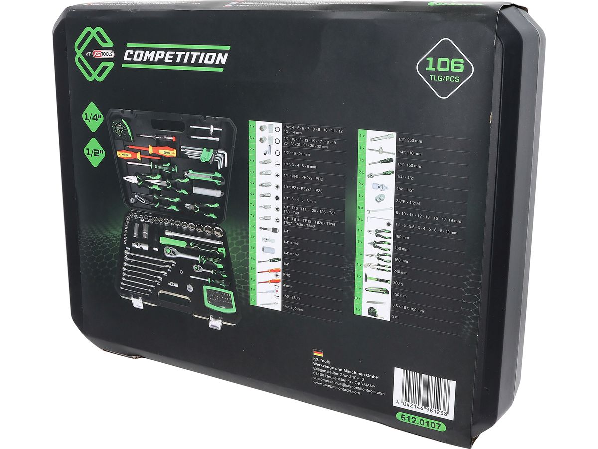 KS-TOOLS Competition Werkzeugset 1/4" + 1/2" Universal 106-teilig