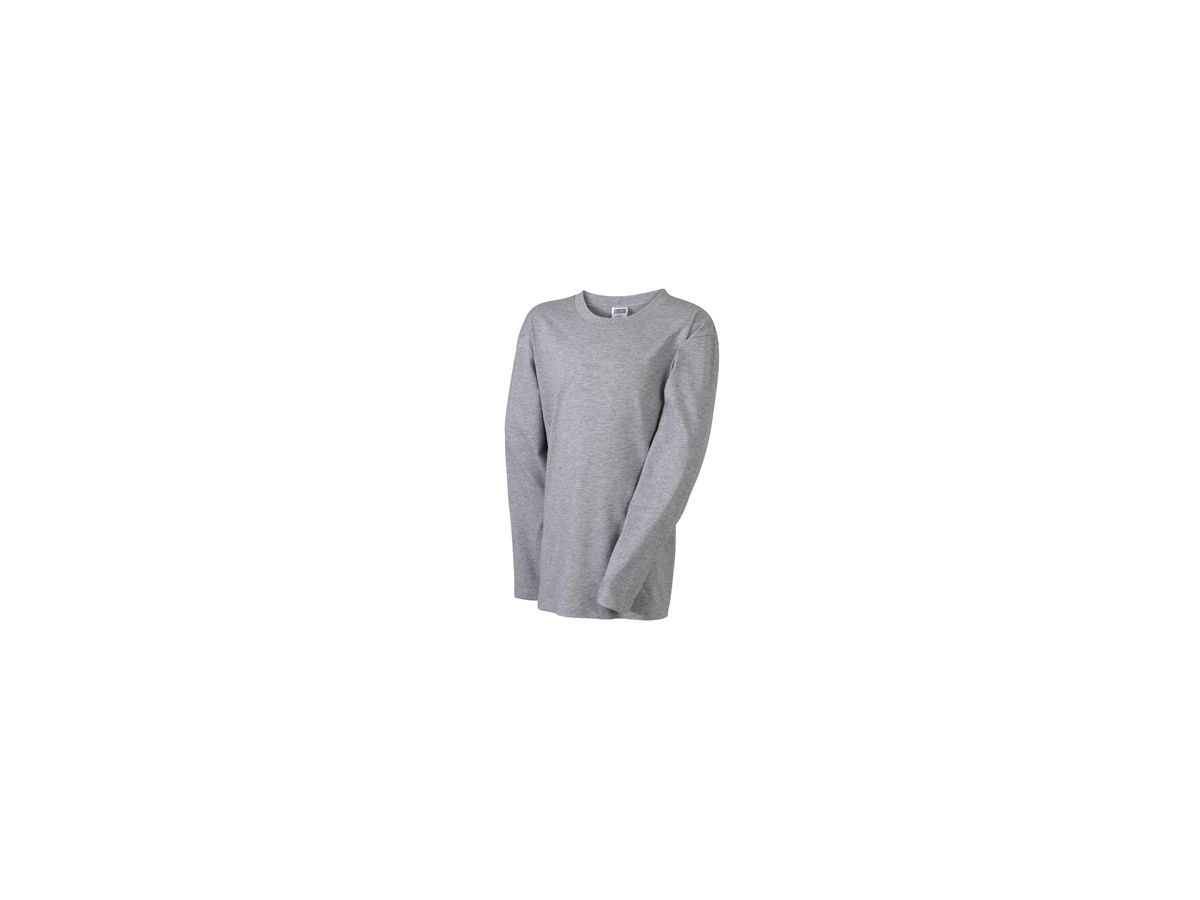 JN Junior Shirt lang Medium JN913K 100%BW, grey-heather, Größe M