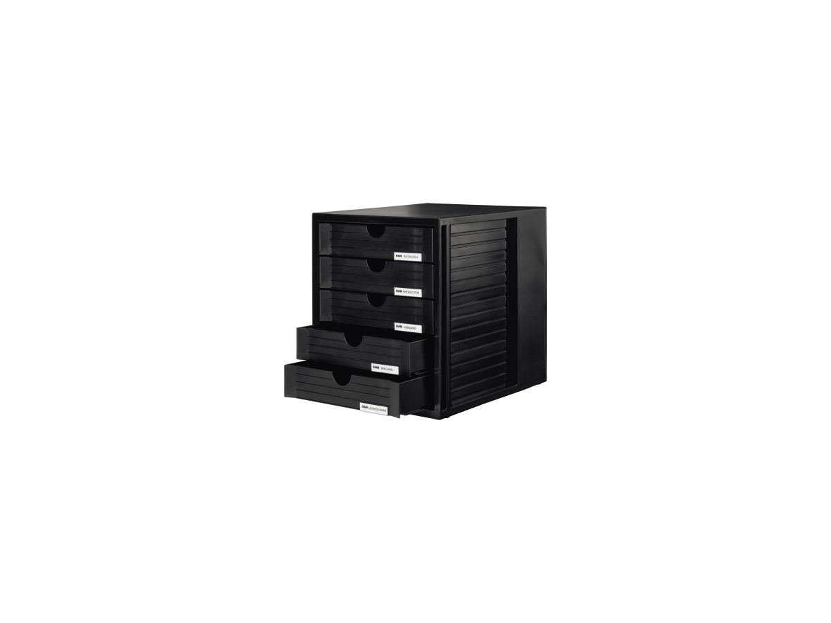 HAN Schubladenbox Systembox 1450-13 DIN C4 5Schubfächer sw