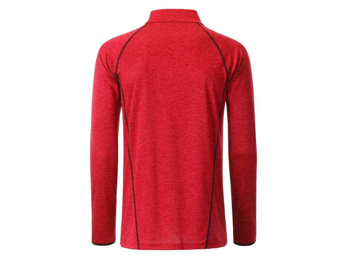JN Men's Sports Shirt Longsleeve JN498 red-melange/titan, Größe XXL