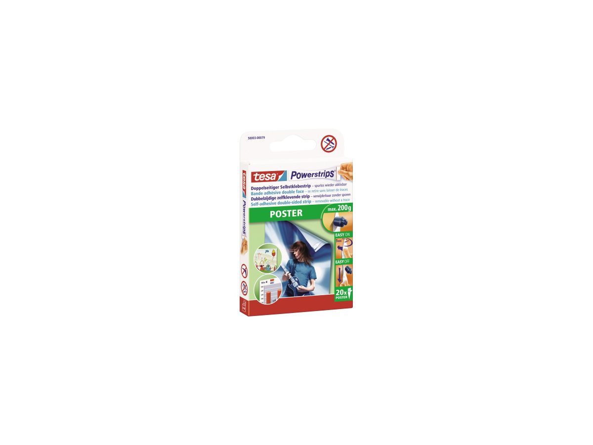 tesa Klebestücke Powerstrips Poster 58003-0079 81x15mm ws 20 St./Pack.