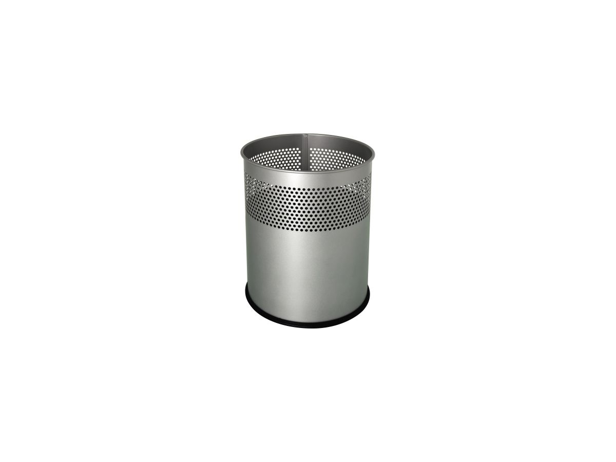 helit Papierkorb H2515787 26x31,5cm 15l rund Metall aluminiumgrau
