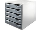 Leitz Schubladenbox 52800089 DIN A4 5Schubfächer lichtgr/d.gr