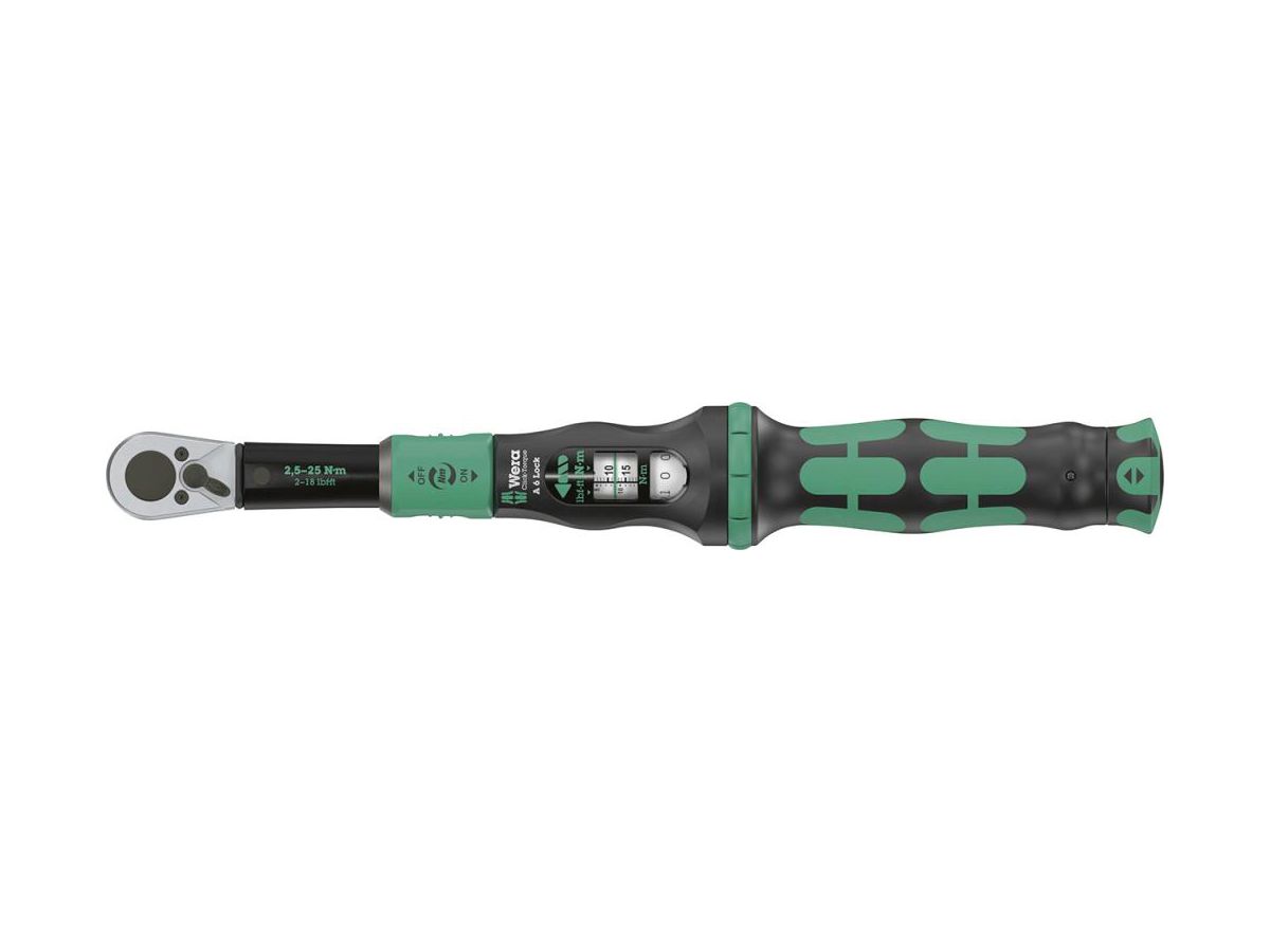 WERA Drehmomentschlüssel Click-Torque Lock A6 2,5-25Nm 1/4" Bitaufnahme