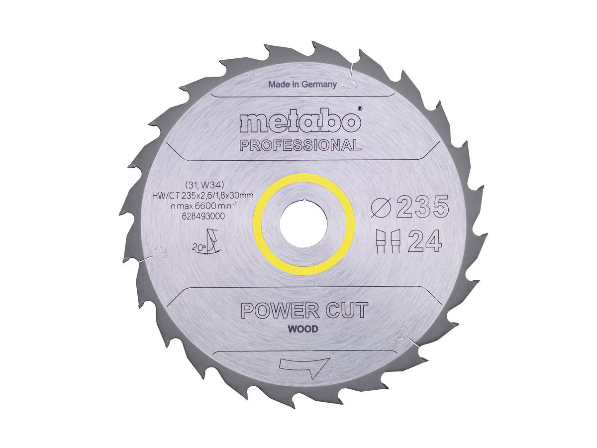 METABO Kreissägeblatt PowerCut Professional 235x2.6/1.8x30 24 WZ 20°