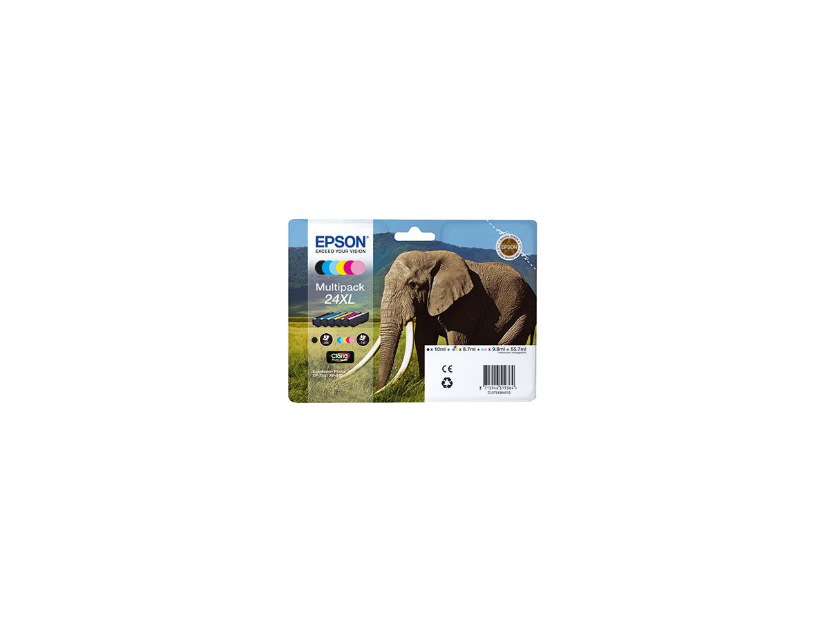 Epson Tintenpatrone C13T24384011 Nr.24XL sw/c/m/y/fc/fm 6 St./Pack.