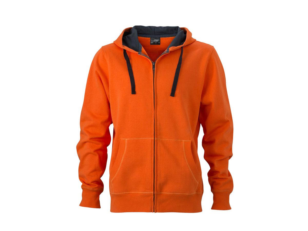 JN Mens Hooded Jacket JN595 80%BW/20%PES, dark-orange/carbon, Gr 3XL