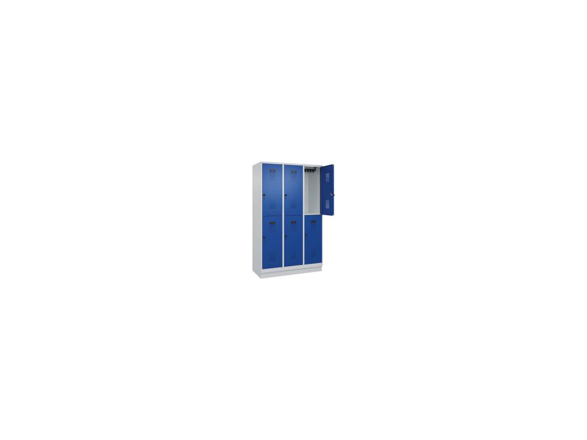 C+P Doppelst. Schr. EVOLO 100mm Sockel RAL7035/5010, 3x2Abt. B1200xT500xH1950mm