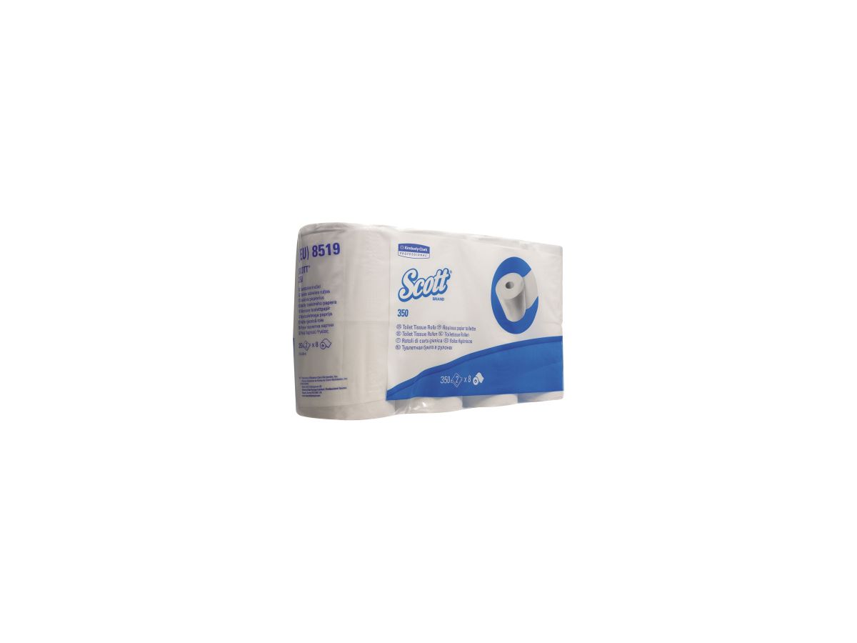SCOTT Toilettenpapier 8519 Tissue 2-lagig 8 Rollen à 350Bl.hochweiß