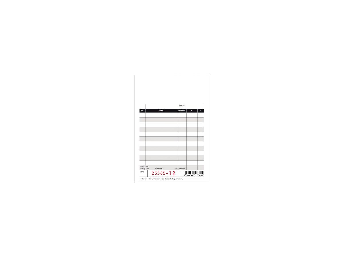 Sigel Kassenblock KC620 DIN A6 2x50Blatt