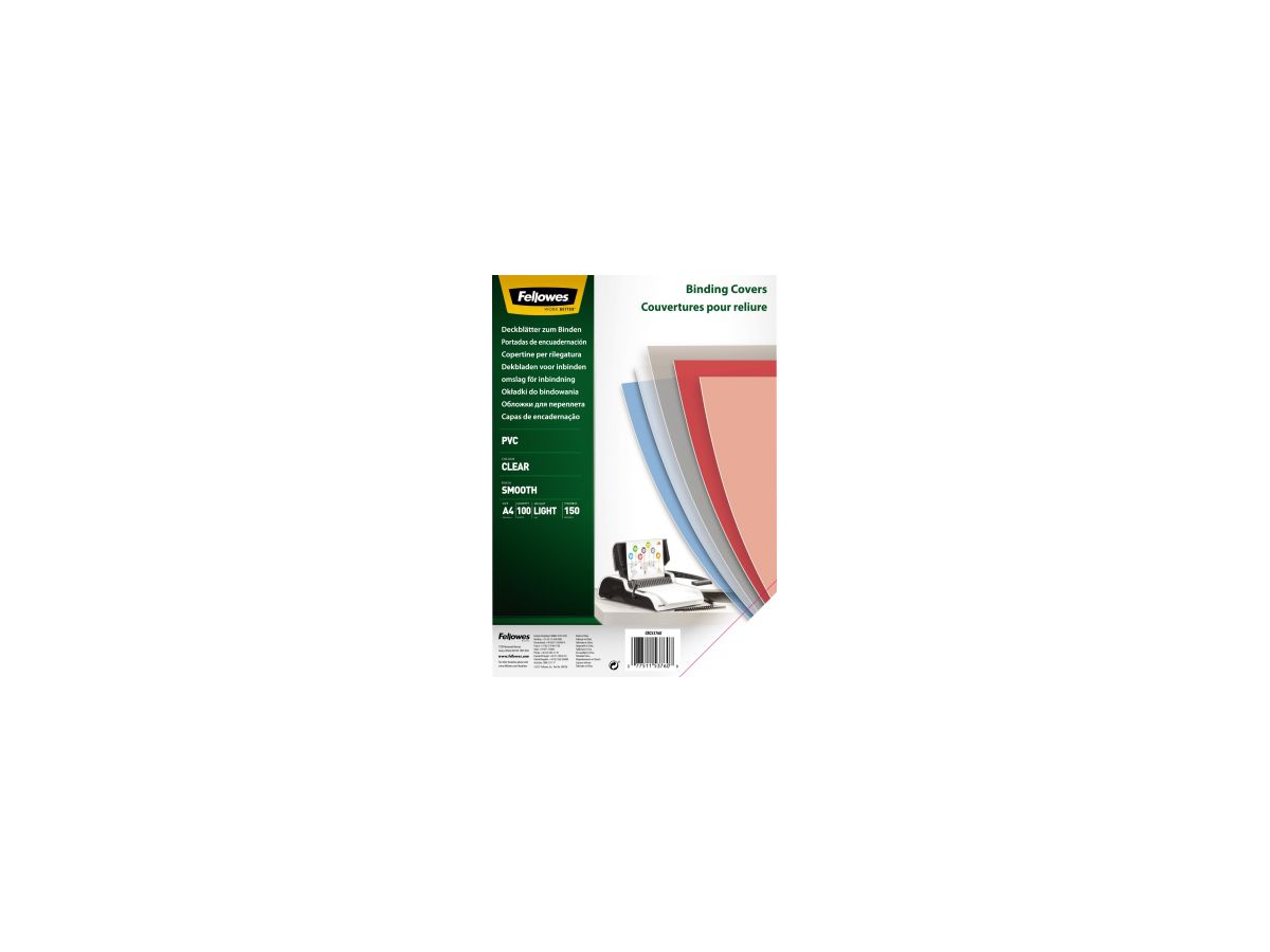 Fellowes Deckblatt 5376001 DIN A4 150mic transparent 100 St./Pack.