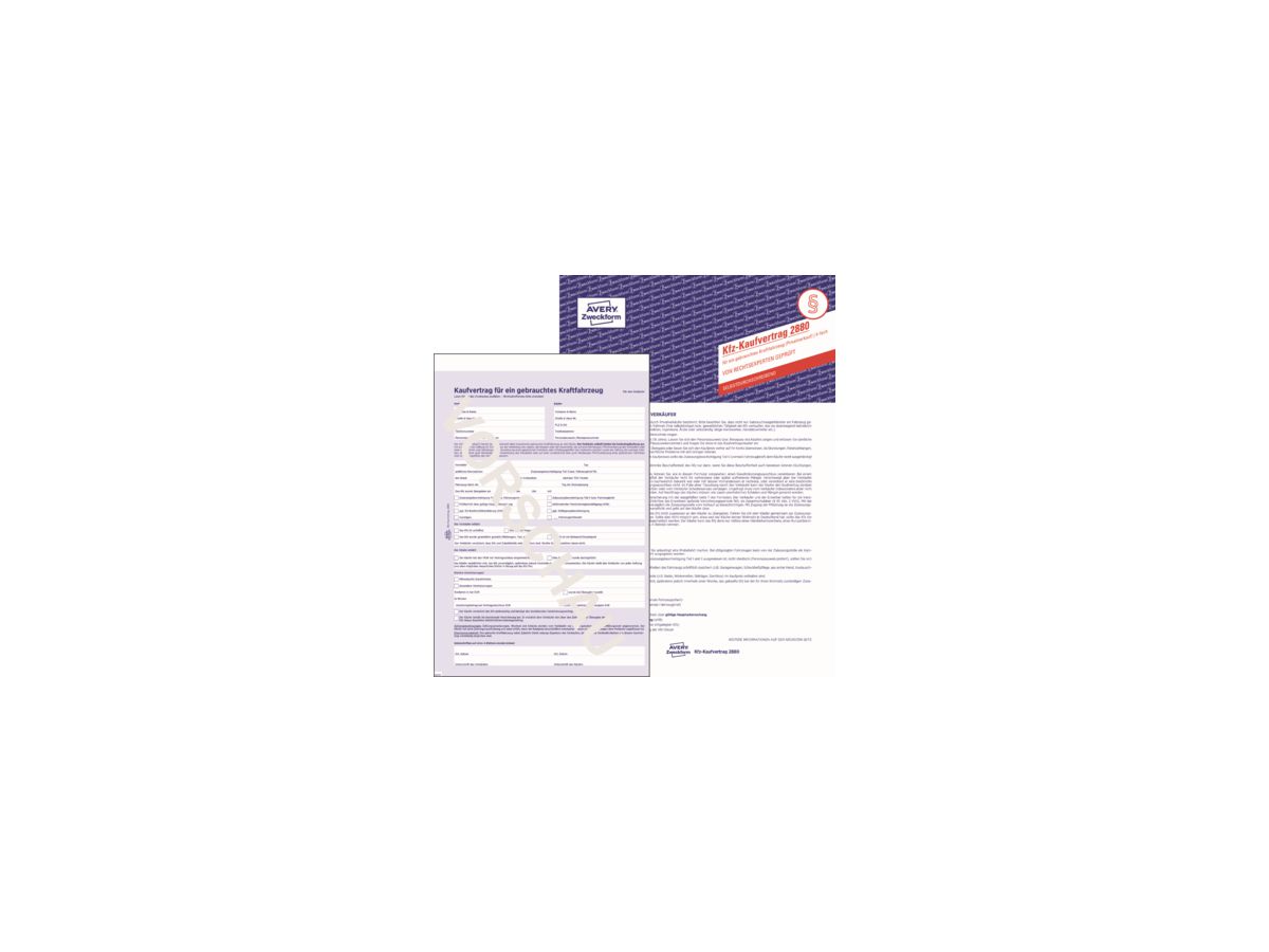Avery Zweckform Kaufvertrag 2880 DIN A4 4x4Blatt