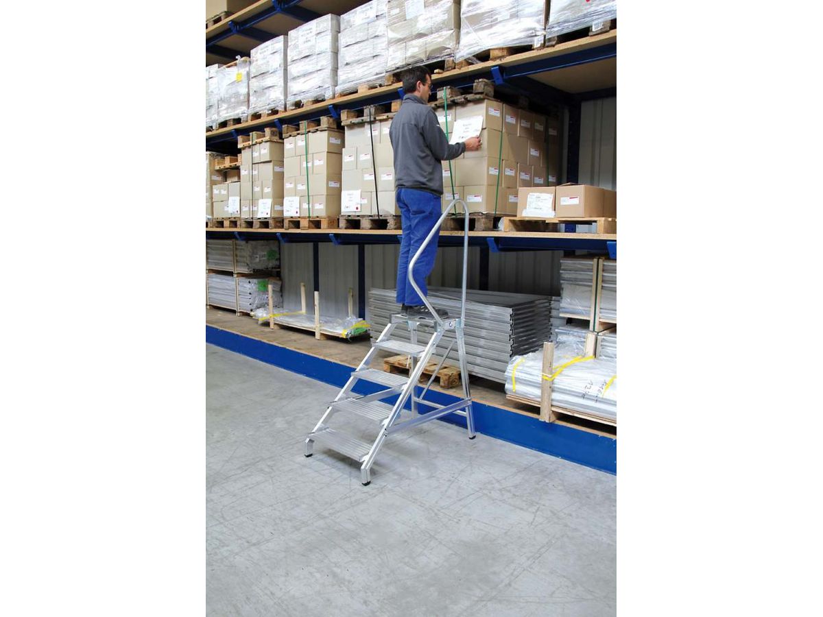 Alu-Montagetritt 3 Stufen mit Handlauf, starr