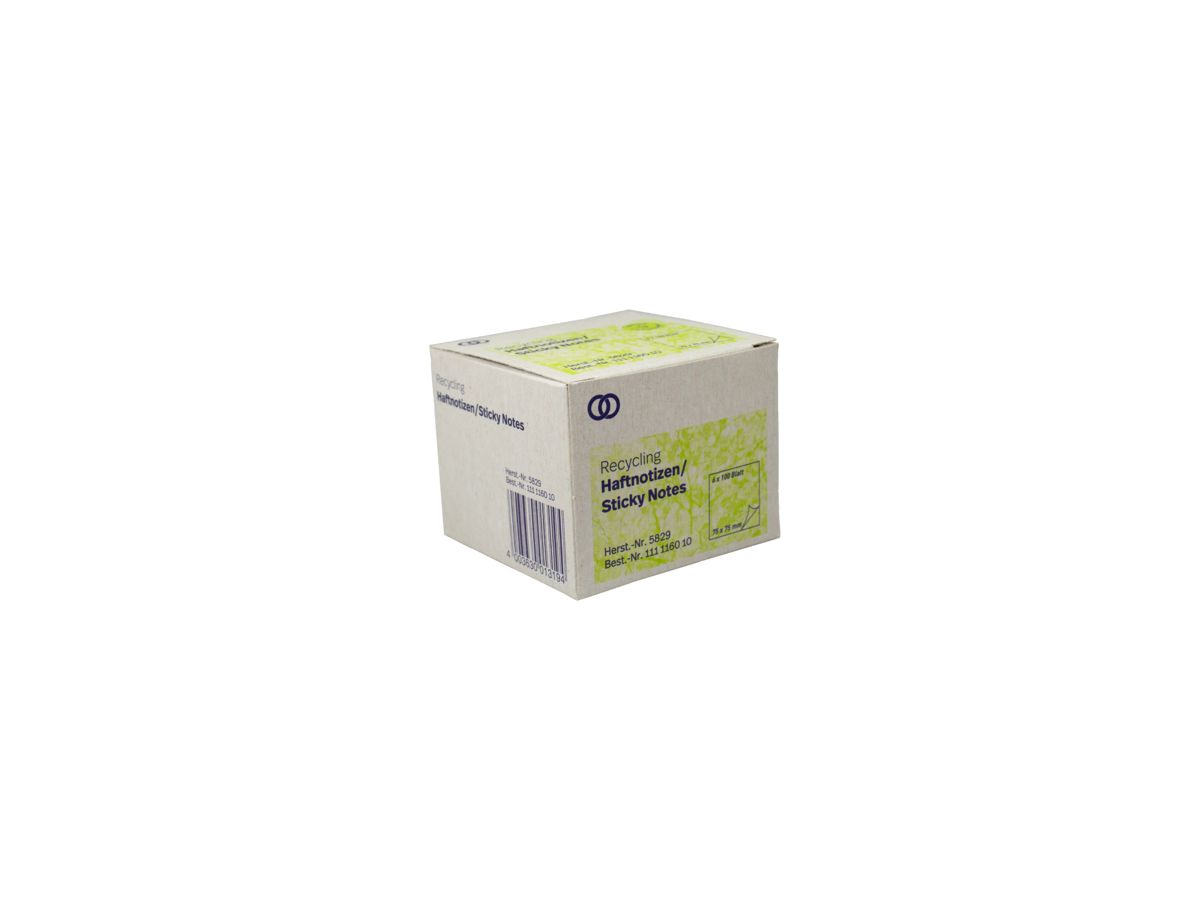 Soennecken Haftnotiz 5829 Recycling 75x75mm 100Blatt gelb 6 St./Pack.