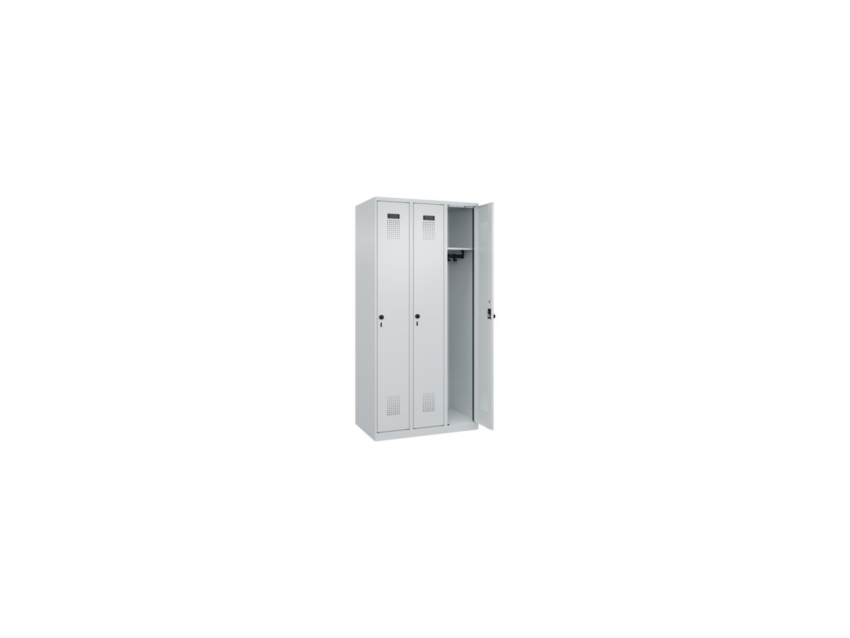 C+P Garderobenschrank EVOLO bodenstehend RAL7035/7035, 3 Abt. B900xT500xH1850mm