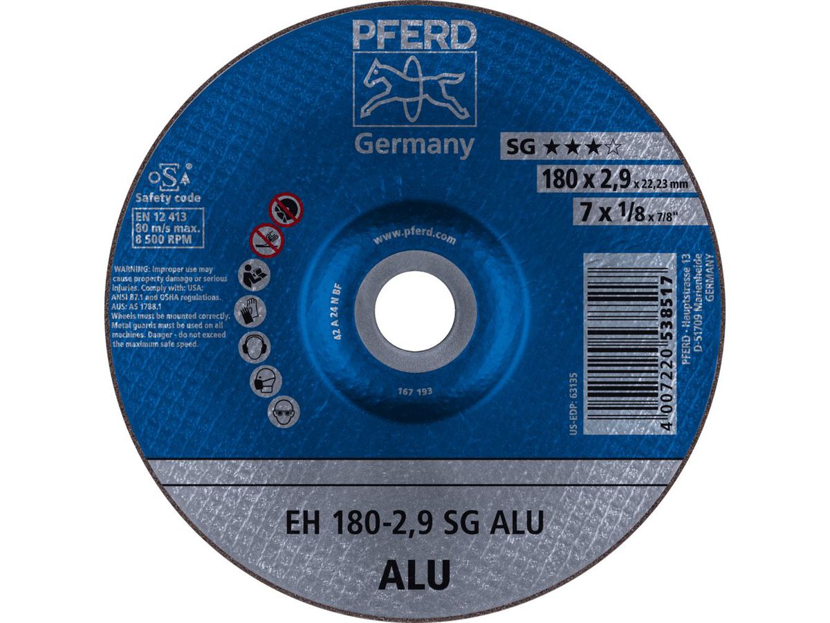 PFERD Trennscheibe SG Alu 180 x 2,9 mm, gekröpft, A24 N
