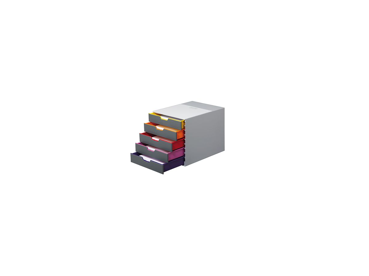 DURABLE Schubladenbox VARICOLOR 5 760527 5Schubfächer grau/bunt