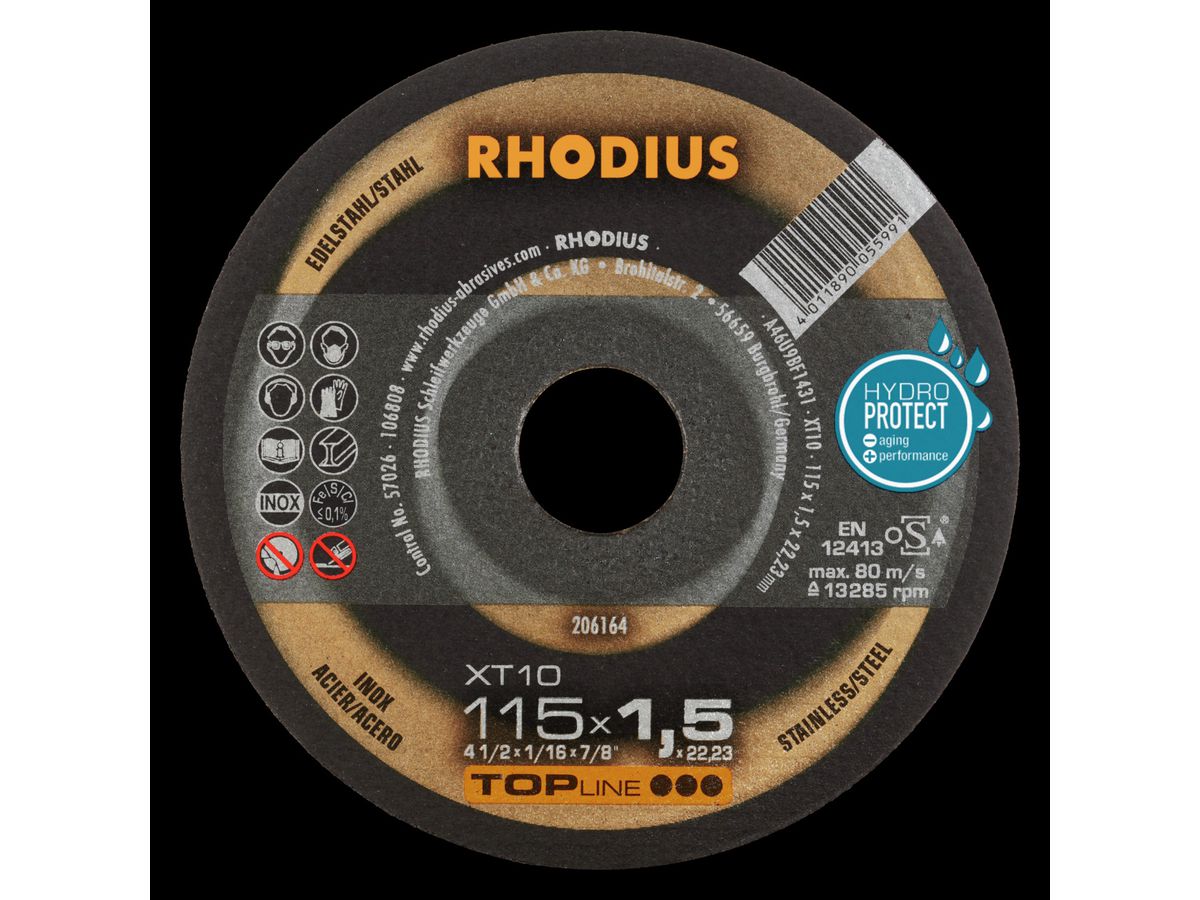 RHODIUS Extradünne Trennscheibe XT 10 Top Edelstahl 115x1,5x22,2 mm