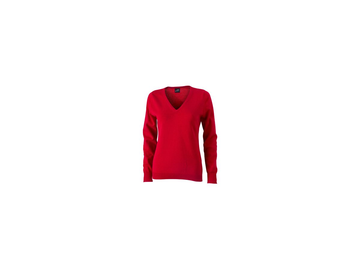 JN Ladies V-Neck Pullover JN658 100%BW, red, Größe XS