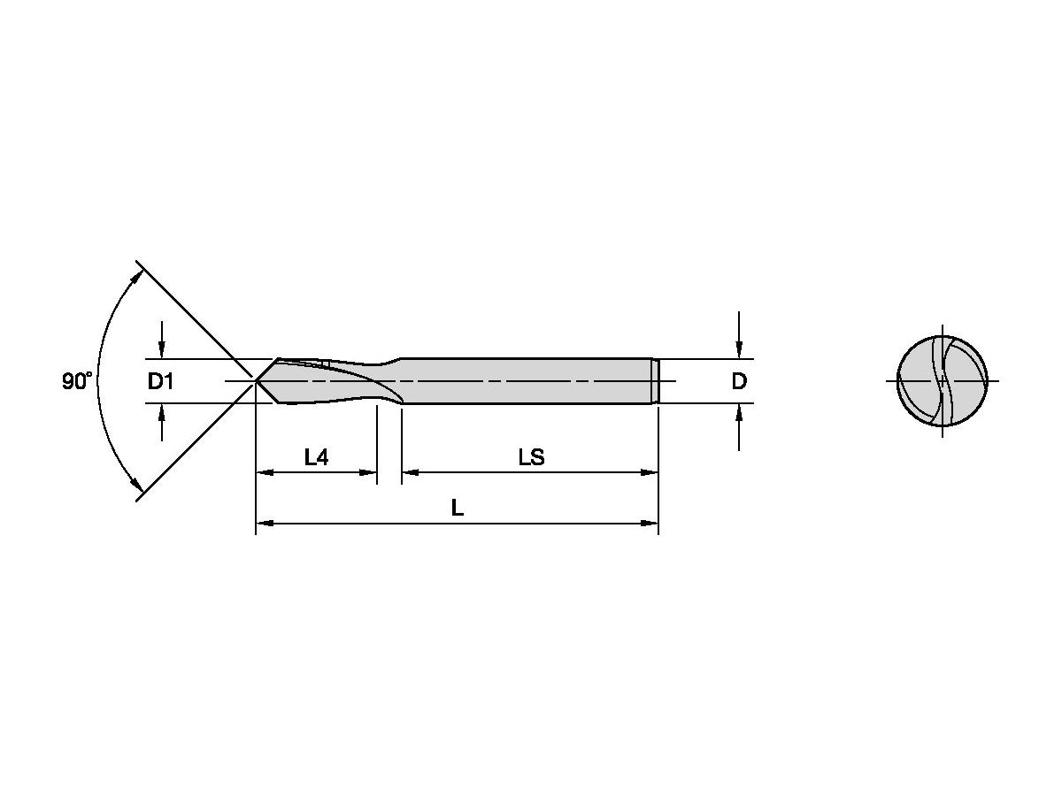 KENNAMETAL B505Z06000K10 VHM NC ANBOHRER 6mm/.2362/ 90°