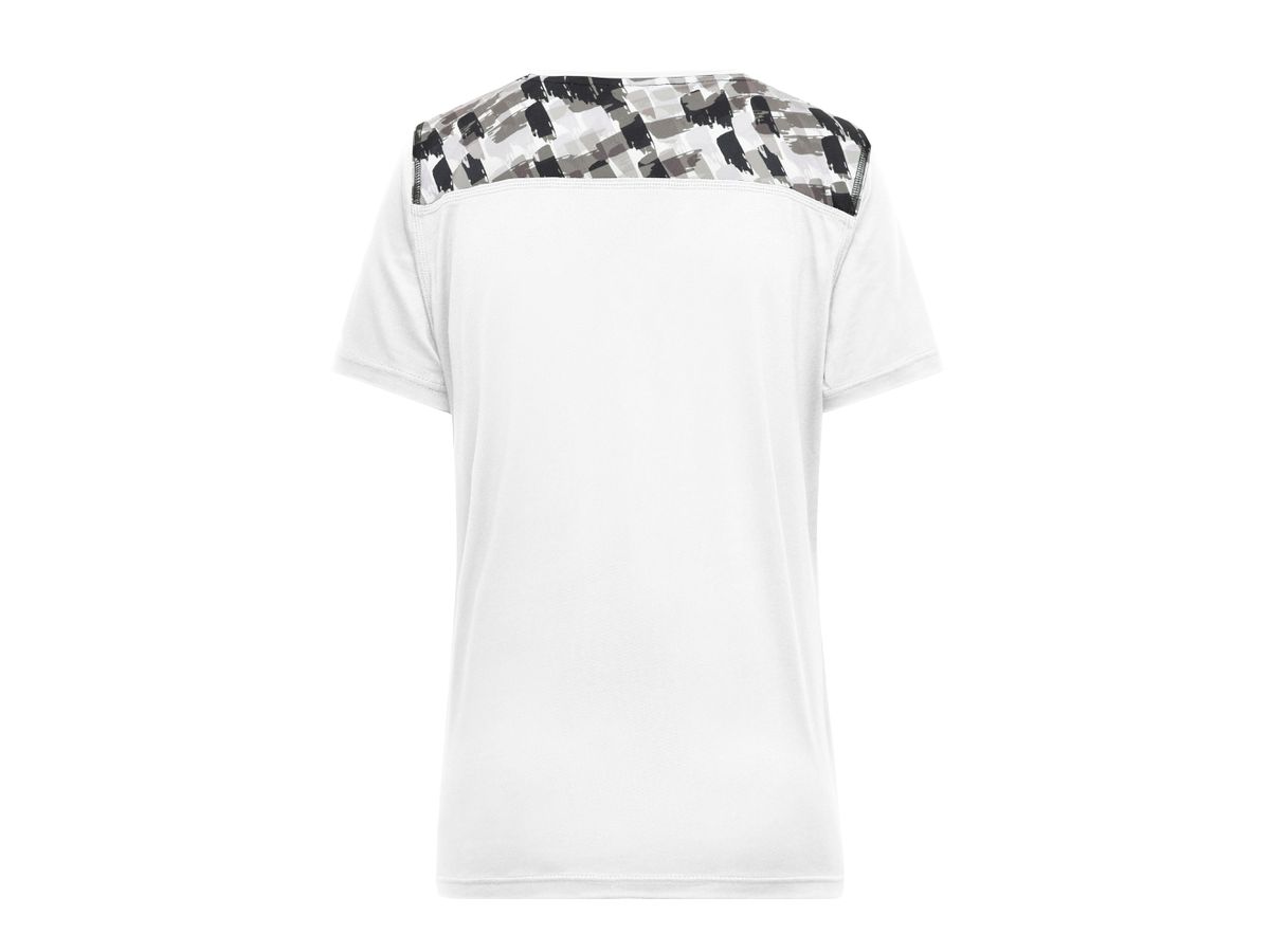 JN Ladies' Sports Shirt JN523 white/black-printed, Größe XL