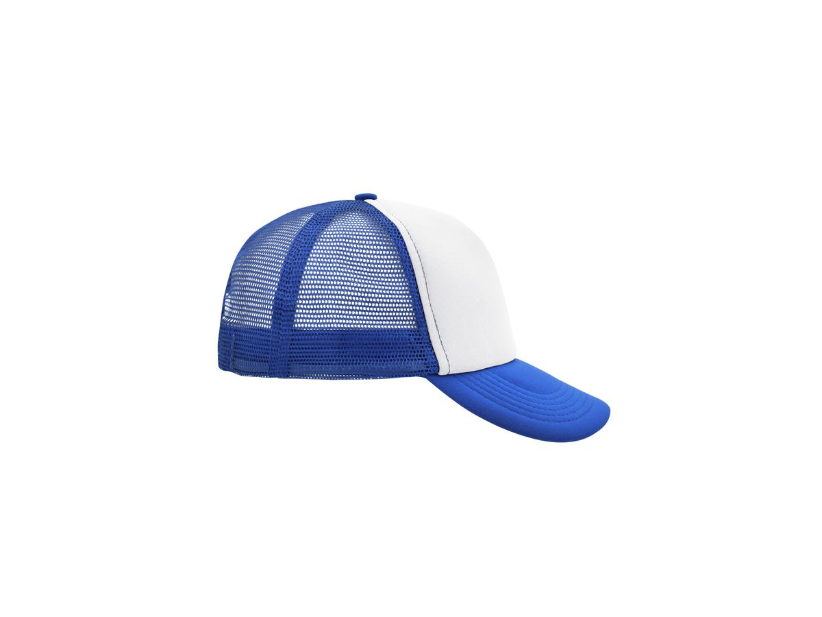 mb 5 Panel Polyester Mesh Cap MB070 white/royal, Größe one size
