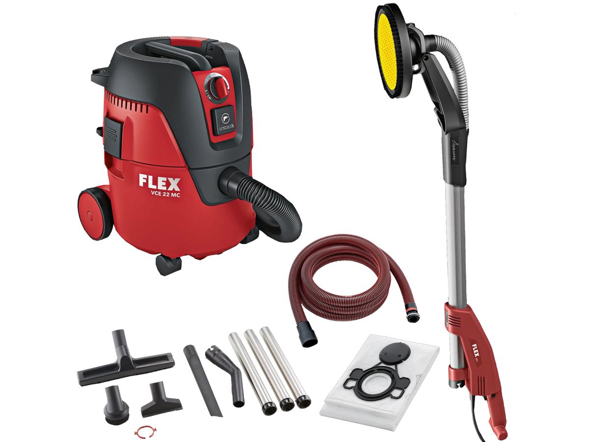 FLEX Wand- und Deckenschleifer Giraffe GE 5 u. Sicherheitssauger 20l, VCE 22 M MC