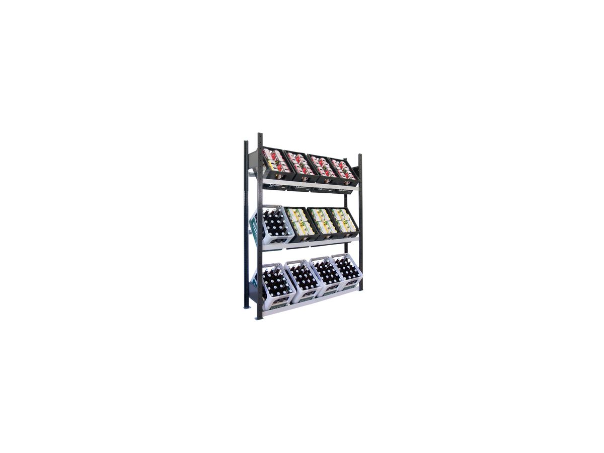 SCHULTE Getränkekistenregal 1800x1300x300mm 3 Ebenen 4 Kisten pro E.