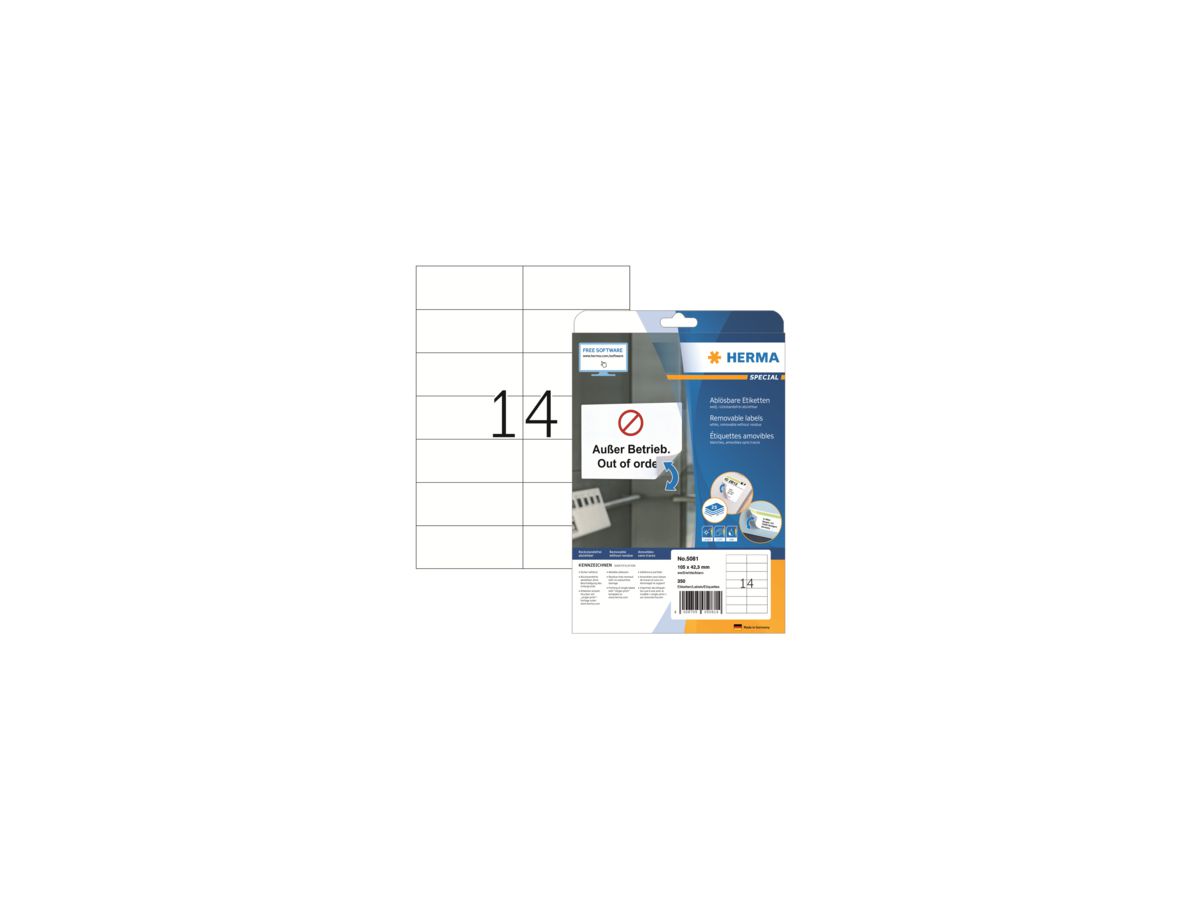 HERMA Etikett Movables 5081 105x42,3mm weiß 350 St./Pack.