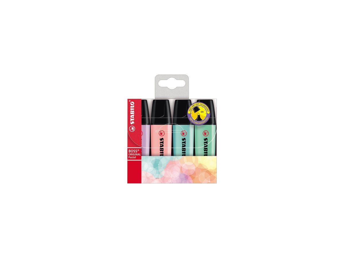 STABILO® Textmarker BOSS ORIGINAL 70/4-2 Pastel 4 St./Pack.