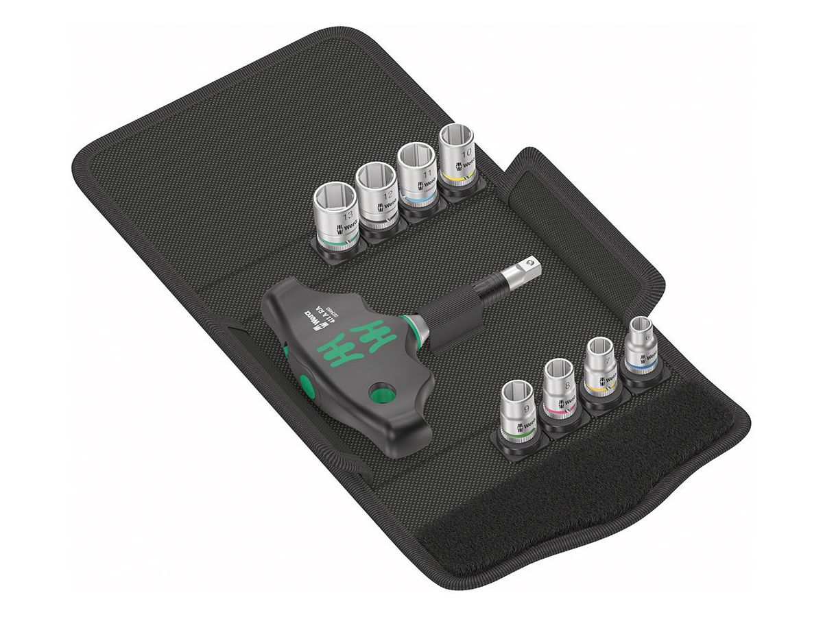 WERA Steckschlüssel-Satz Kraftform 400RA 9-tlg, 1/4", Quergriff Ratschenfunktion