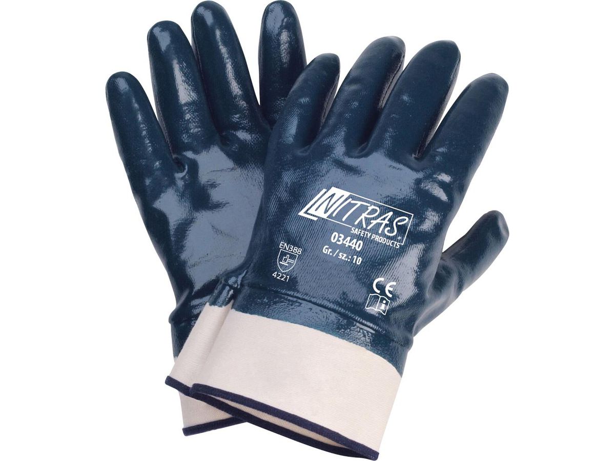 Montage-Handschuh Weser Gr. 8 Nitril blau vollbesch. Stulpe