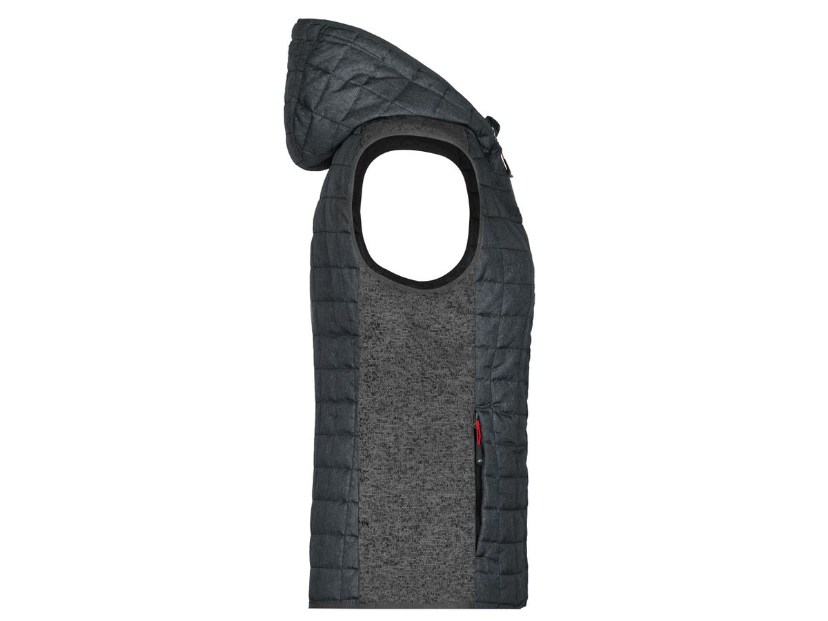 JN Ladies' Knitted Hybrid Vest JN767 grey-melange/anthracite-melange, Größe M