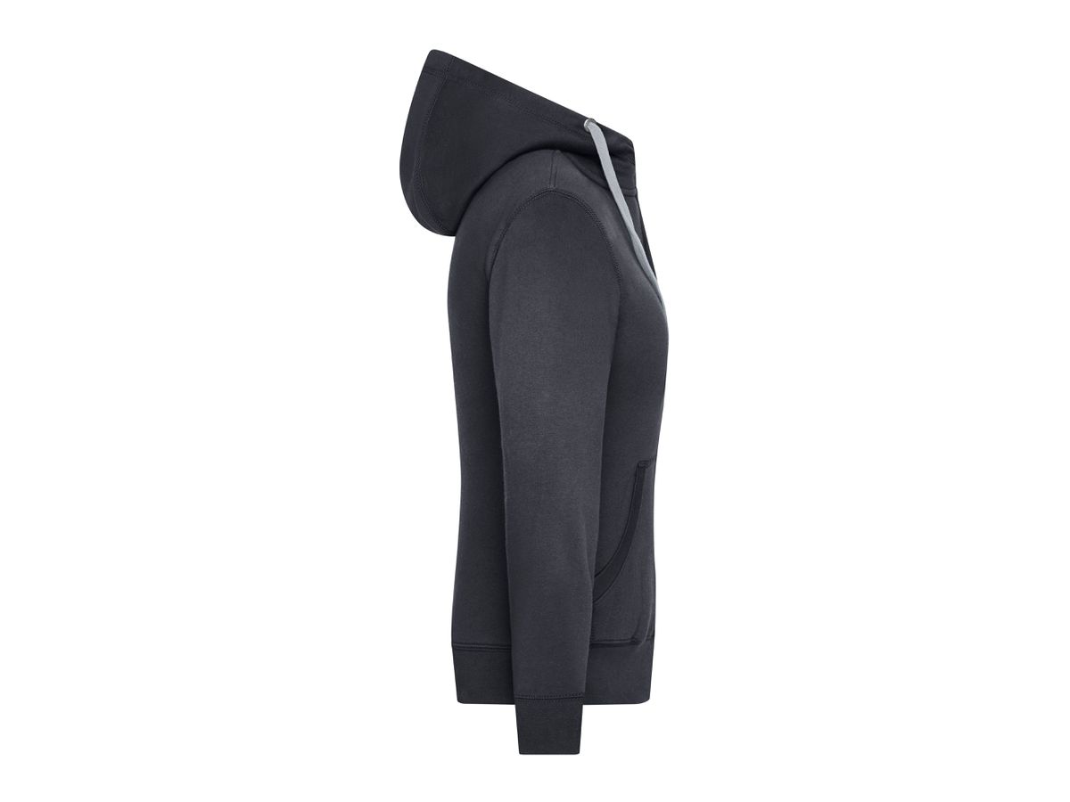 JN Ladies Lifestyle Zip-Hoody JN962 80%BW/20%PES, black/grey-heather, Gr. M