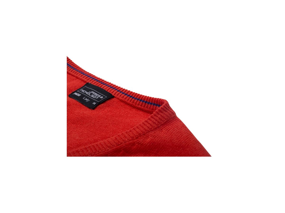 JN Ladies V-Neck Pullover JN658 100%BW, red, Größe 2XL