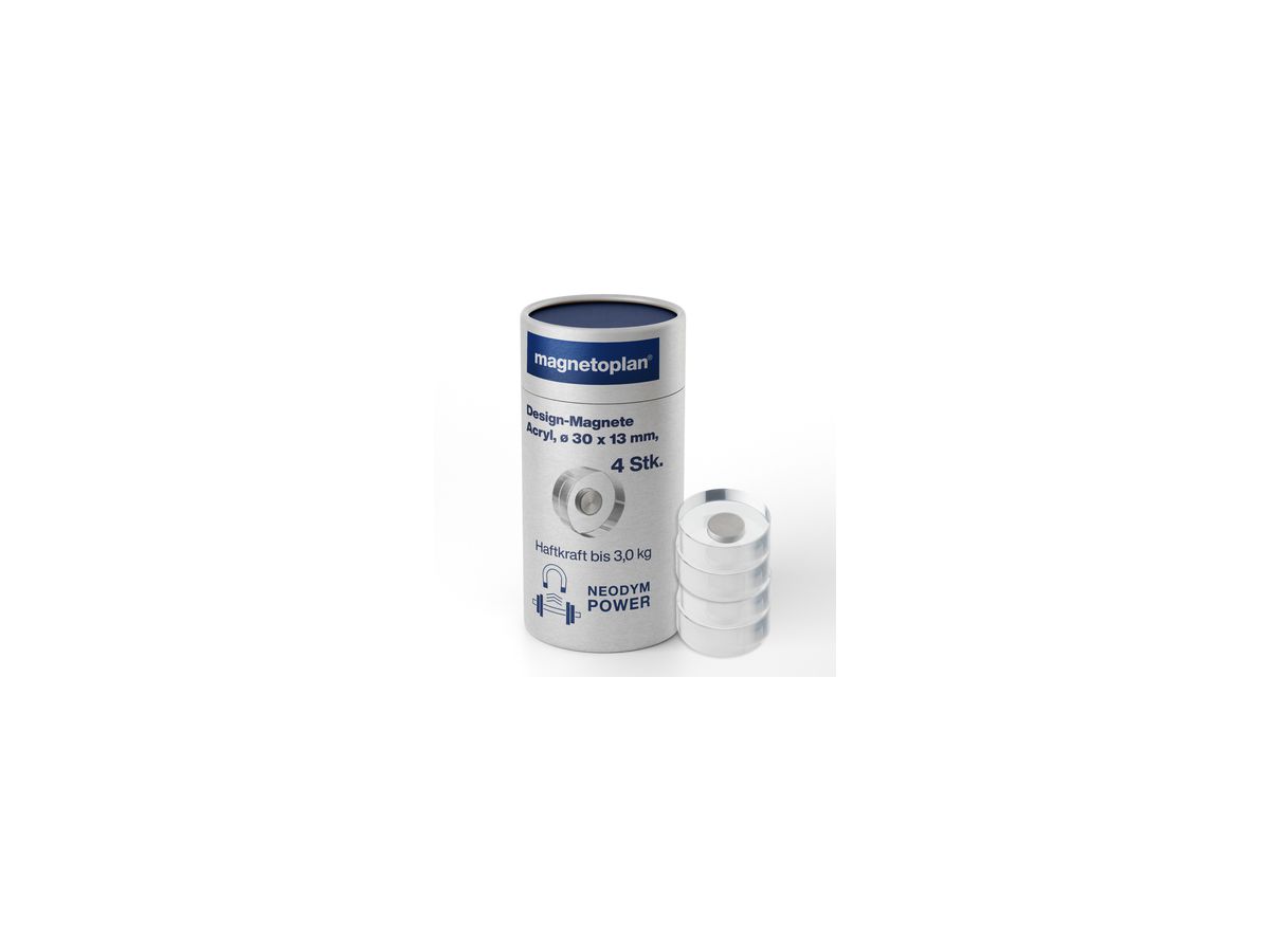 magnetoplan Magnet Design 1680030 30mm Acryl 4 St./Pack