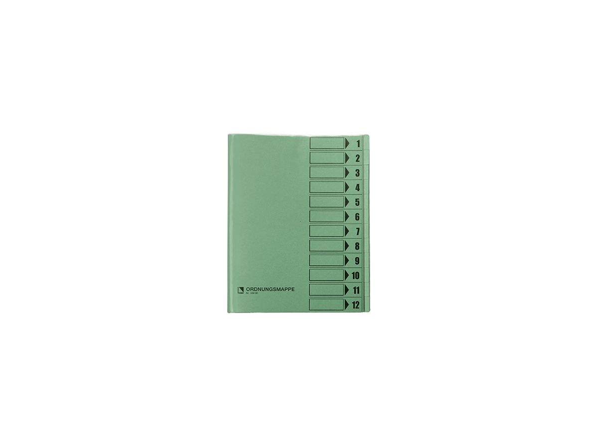 Bene Ordnungsmappe 083800GN DIN A4 12Fächer PVC grün