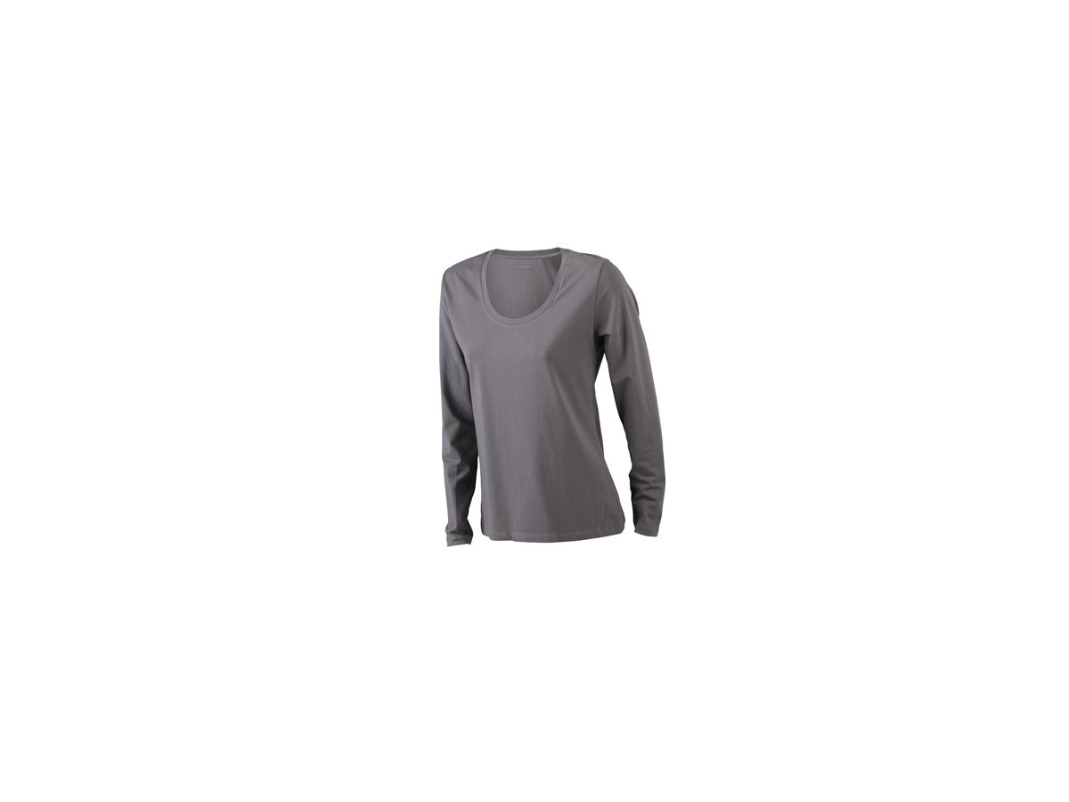 JN Ladies Stretch Shirt lang JN927 95%BW/5%EL, charcoal, Größe M