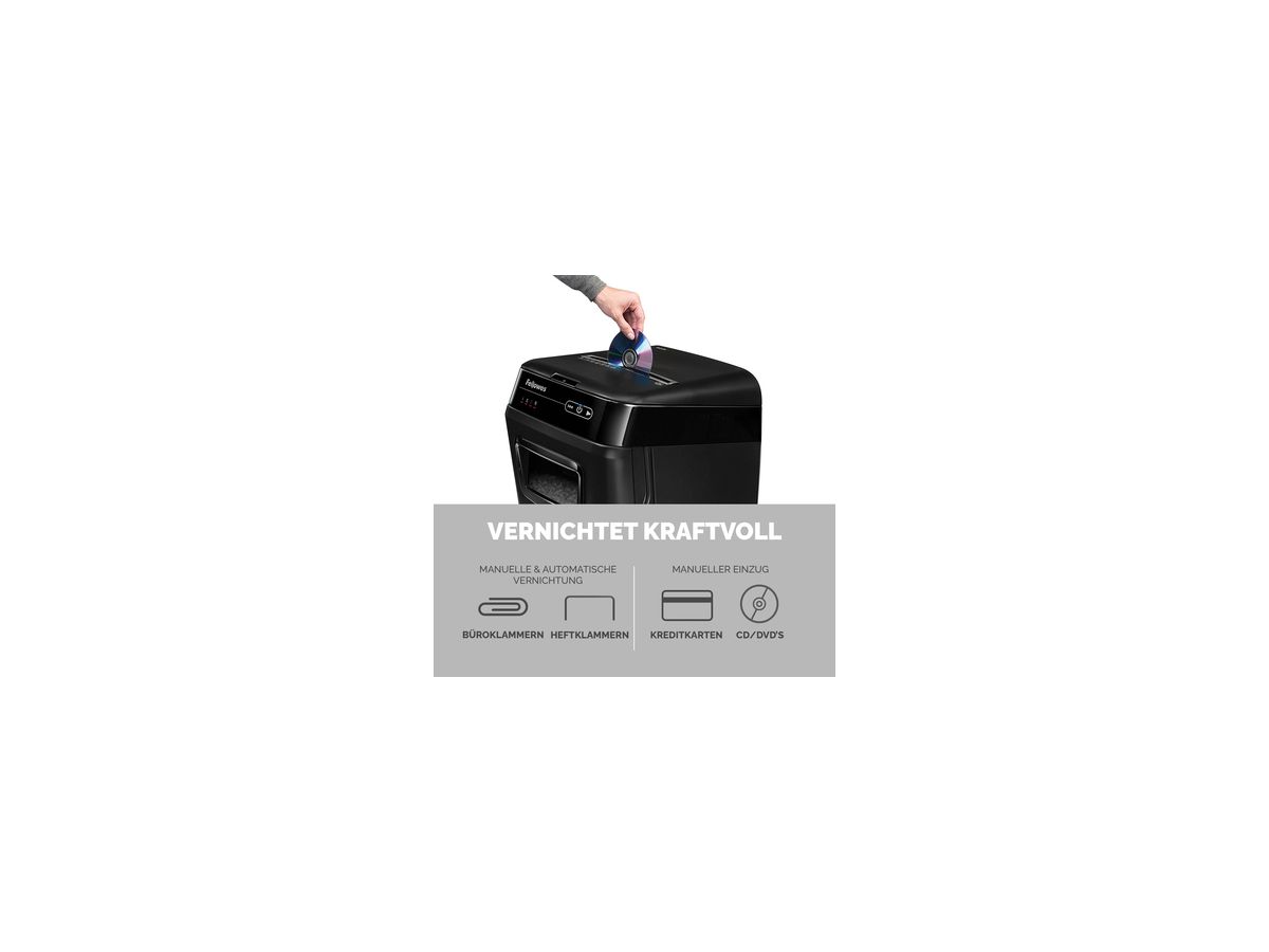 Fellowes Aktenvernichter AutoMax 200C 4653601 Partikelschnitt sw