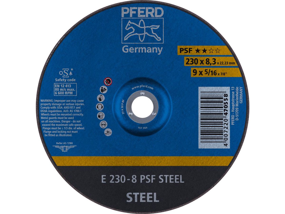 Grind. disc A30PPS 230x8.3mm offset Pferd
