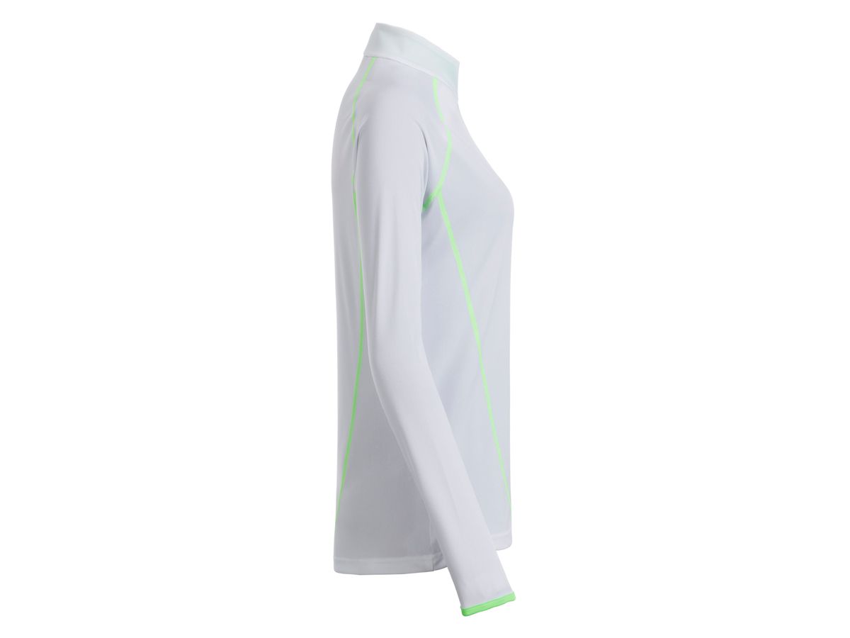 JN Ladies' Sports Shirt Longsleeve JN497 white/bright-green, Größe XL