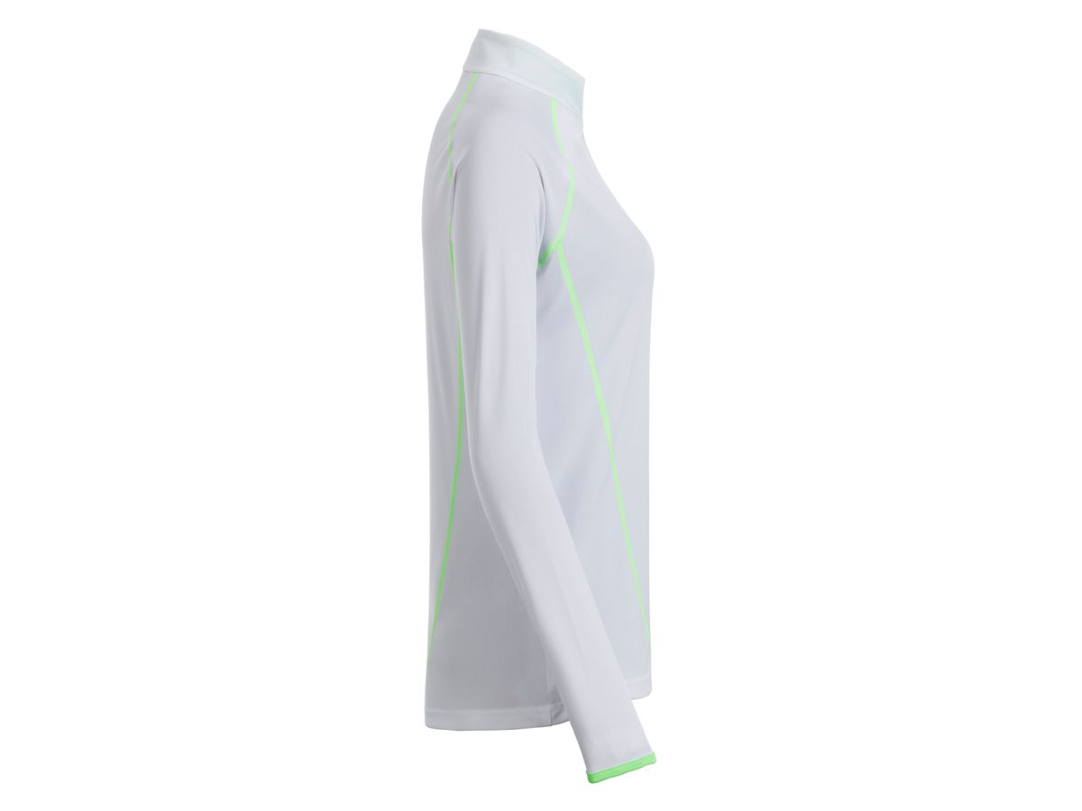 JN Ladies' Sports Shirt Longsleeve JN497 white/bright-green, Größe L