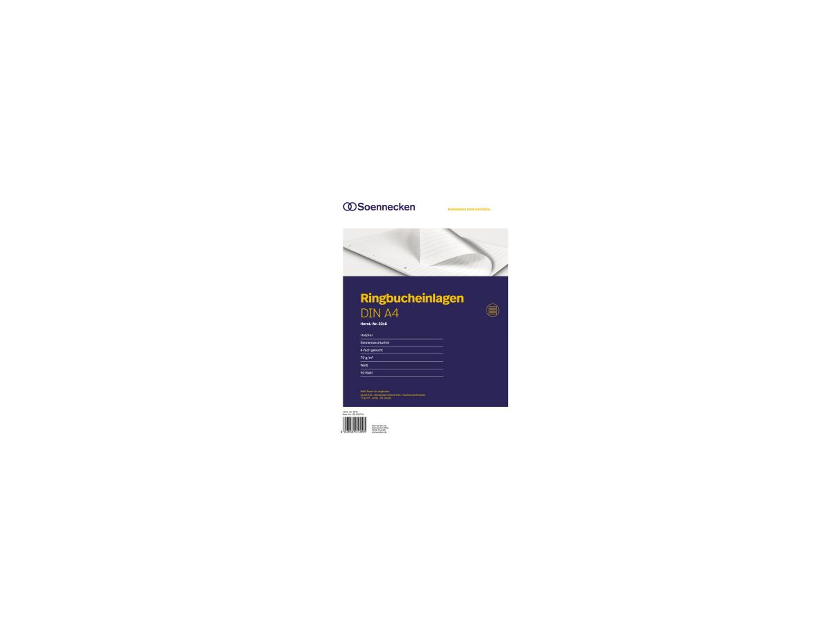 Soennecken Ringbucheinlage 2316 DIN A4 70g liniert 50 Bl./Pack.