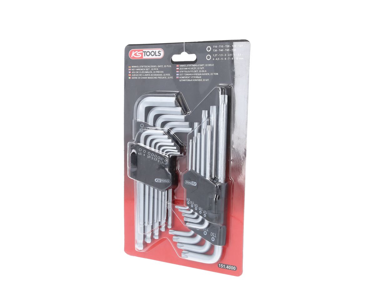 KS TOOOLS Winkelstiftschlüssel-Satz, Torx, Innensechskant, 22-tlg