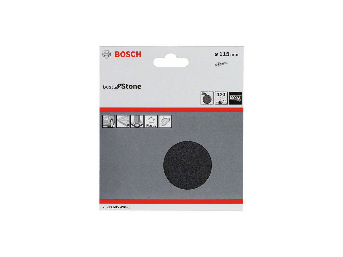 BOSCH Schleifblatt Papier F355, 115 mm, 120, ungelocht, Klett, 10er-Pack