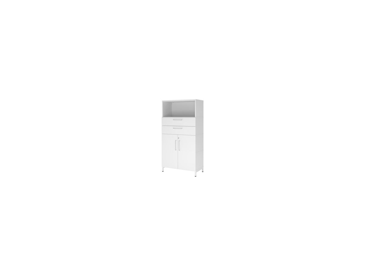 Kombischrank FlexWall B800xT400xH1532 mm 2 OH 2Türen 2SL m.Sockel weiß/weiß